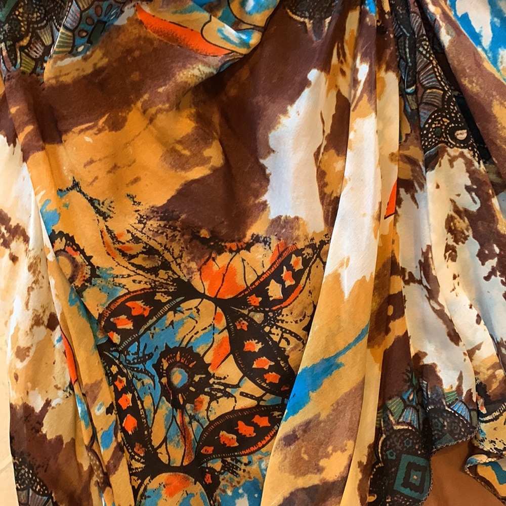 Womens Brown Multi-Color Print Maxi Dress - Picture 5 of 8